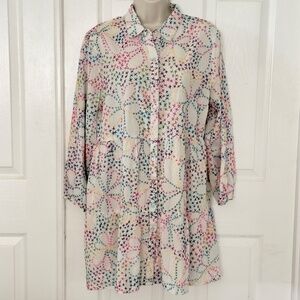 be Boho Embroidered Cotton Dress White Multicolored Stitching Bohemian M‎